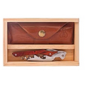 Castello Corkscrew Set w/Cocobolo Wood Handle & Leather Pouch